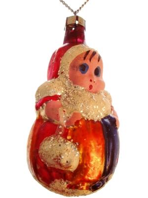 A vintage glass Christmas ornament.