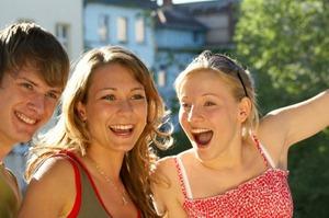 Laughing college students