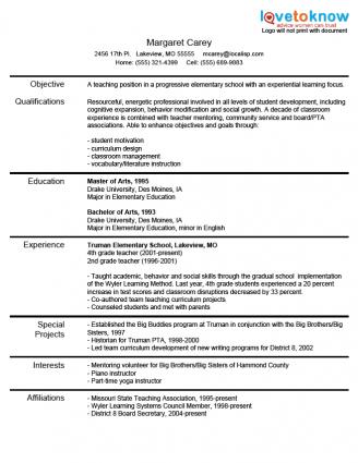 Download a Sample Resume for Experienced Teacher