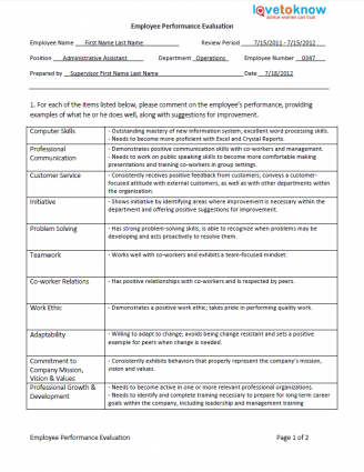 How to write a job performance evaluation