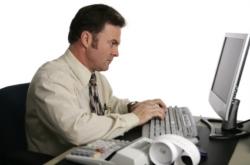 accountant using computer