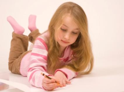 little girl coloring