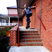 A skateboarder jumping