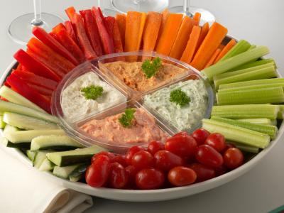 Veggies and dip are great.