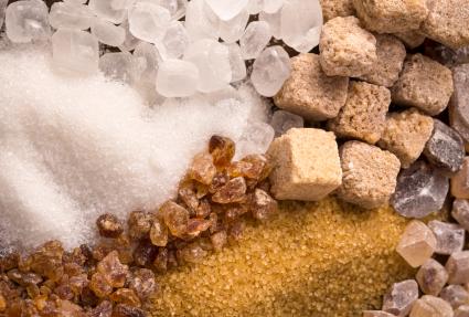 Brown and white sugar