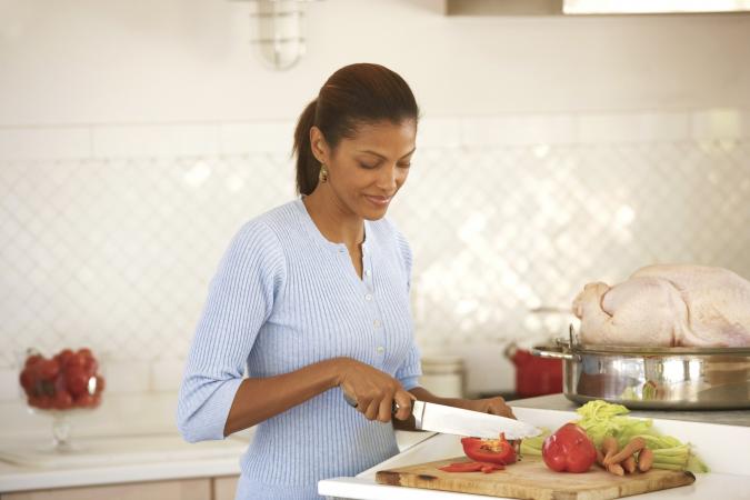 chopping vegetables to cook