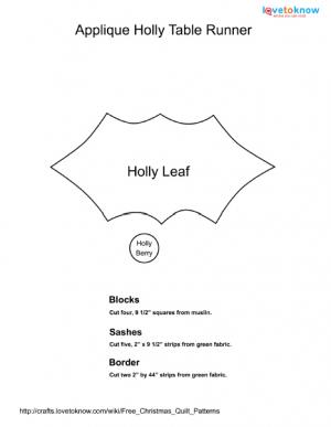 Applique Holly Table Runner Templates