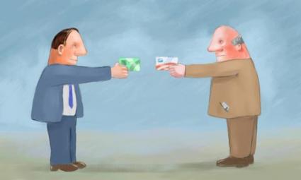 Men exchanging credit