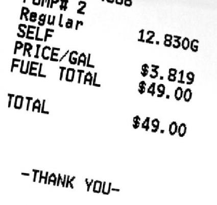 Gas receipt.