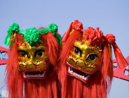 Chinese lion dancing