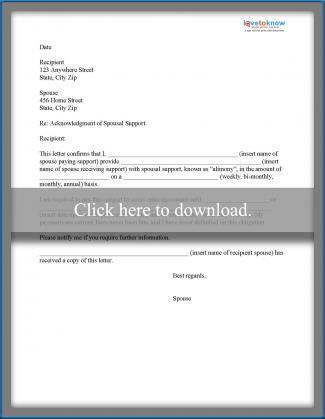Spousal Support Agreement Letter Sample Spousal Support Agreement Letter Sample