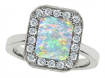 Opal and emerald engagement rings