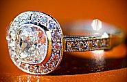 pave ring wity cushion cut stone