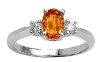 Oval Orange Sapphire Engagement Ring