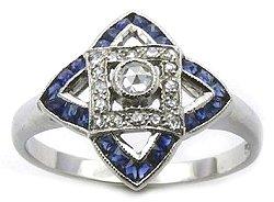 Diamond and Sapphire Art Deco Ring 