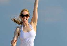 Woman running on beach