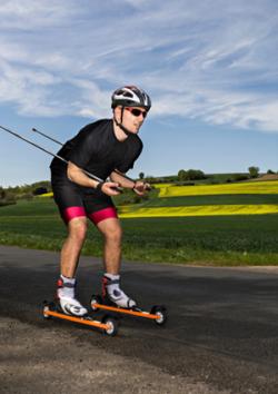 Man roller skiing