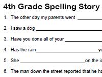 Worksheets 4th Grade Spelling Worksheets home school printables index fourth grade spelling story activity