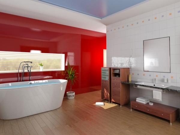 Red modern bathroom design