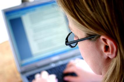 woman working on laptop