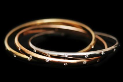 Colored gold bangles