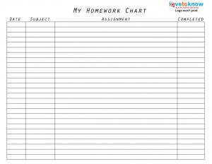 Printable homework planner template