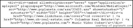 Myspace Music Code example