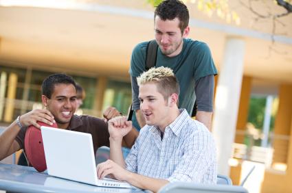 College guys at a computer