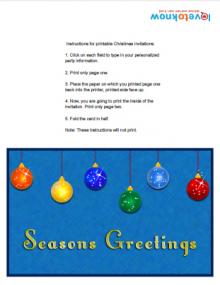 Horizontal Christmas Invitation with Ornaments