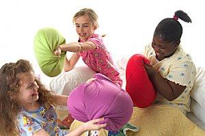 Pajama party pillow fight