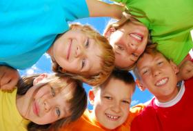 kids in a huddle