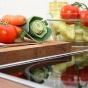 Keep veggies away from meat to prevent cross contamination.