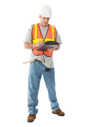 Construction worker wearing safety equiptment