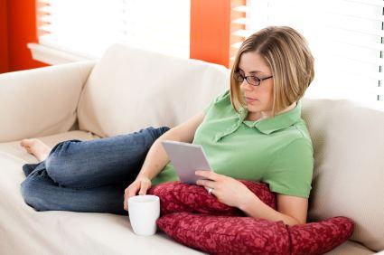 woman with ereader