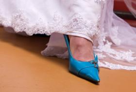 funky blue wedding shoe