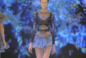 blue runway shoe
