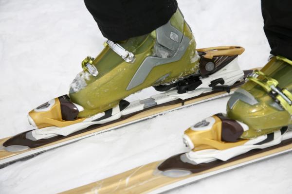 Ski boots and skis