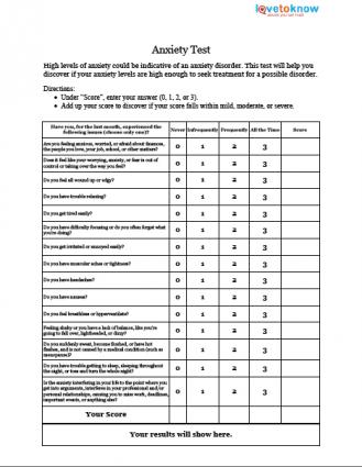 state anxiety test