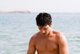 Red swim trunks