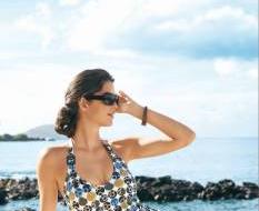 Women's Polka Dot Floral Enhancing V-Neck SwimShape Separates