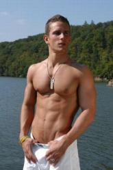 Young man in cargo trunks