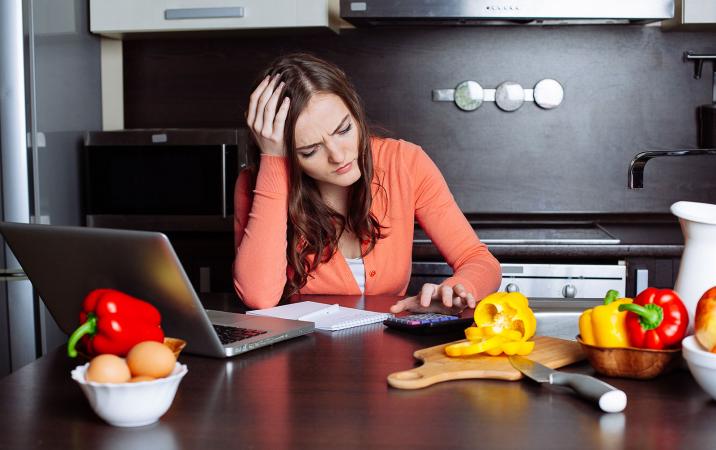 Woman working on taxes