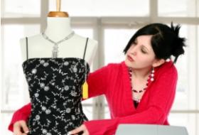 Teen making prom dress