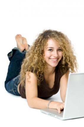 teen on computer