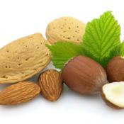 mixed nuts on white background