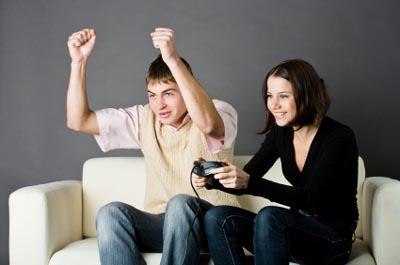 Couple playing games