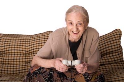 Woman playing video games