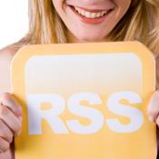 Girl holding RSS sign
