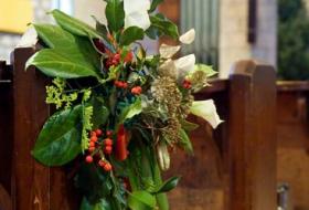Winter church pew