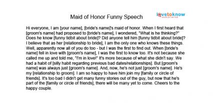 maid of honor speech examples